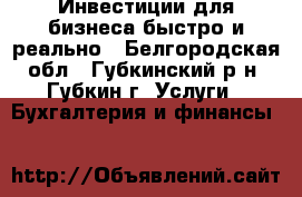 Инвестиции для бизнеса быстро и реально - Белгородская обл., Губкинский р-н, Губкин г. Услуги » Бухгалтерия и финансы   